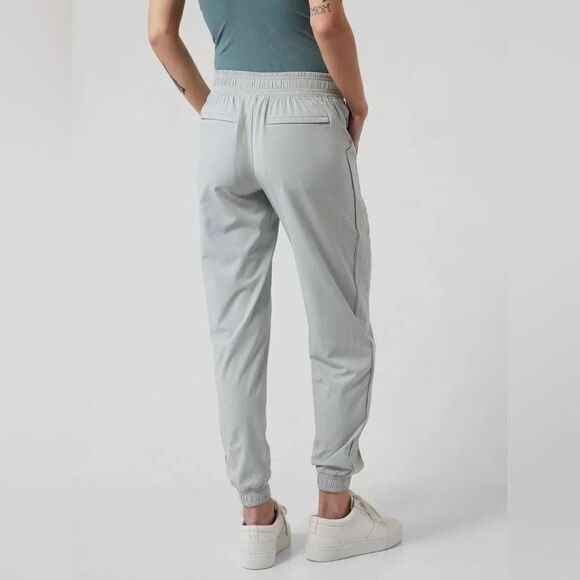 Athleta Brooklyn Textured Jogger Pants City Stripe Coast Clay Green Size 2 NWT - Picture 3 of 9